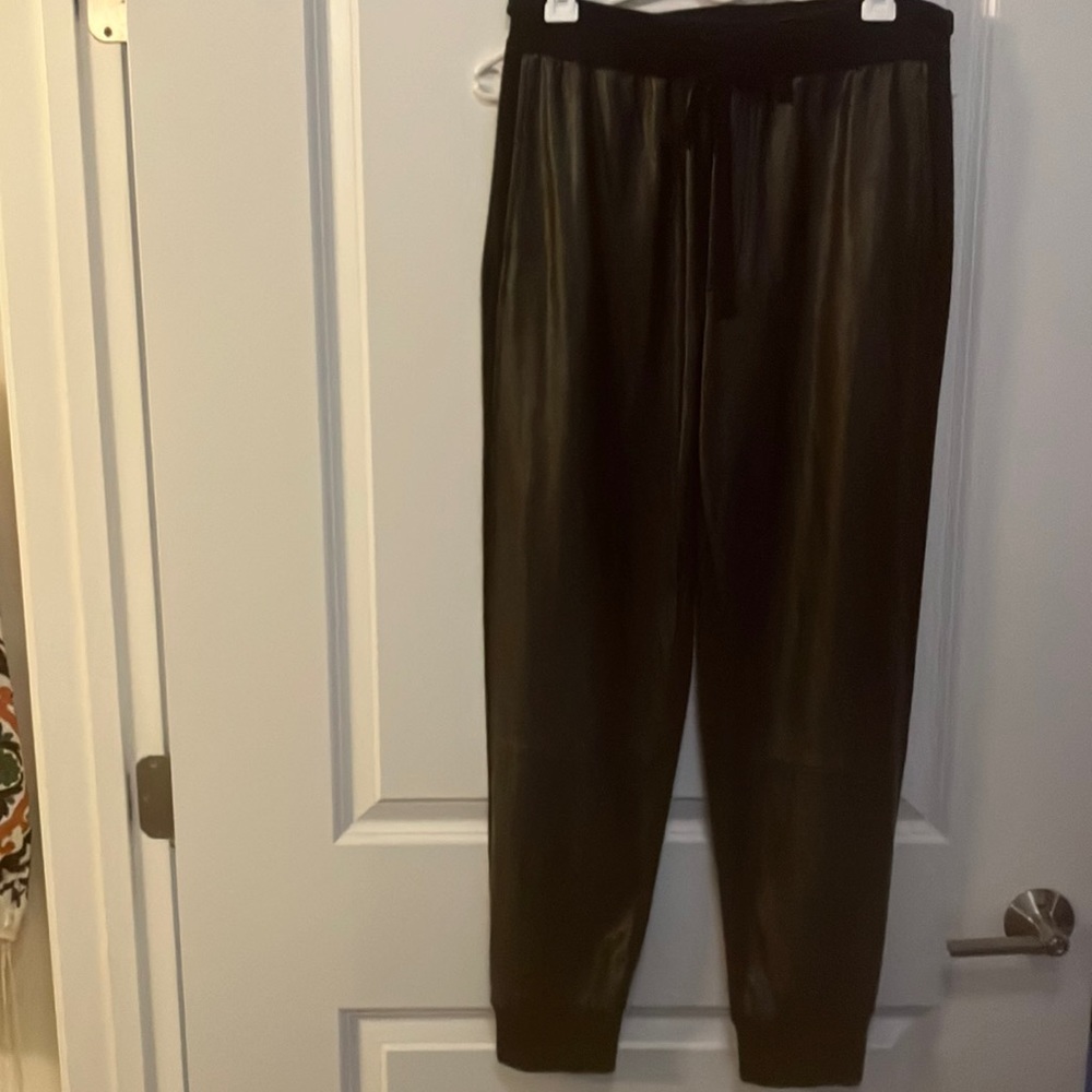 Aqua faux leather joggers